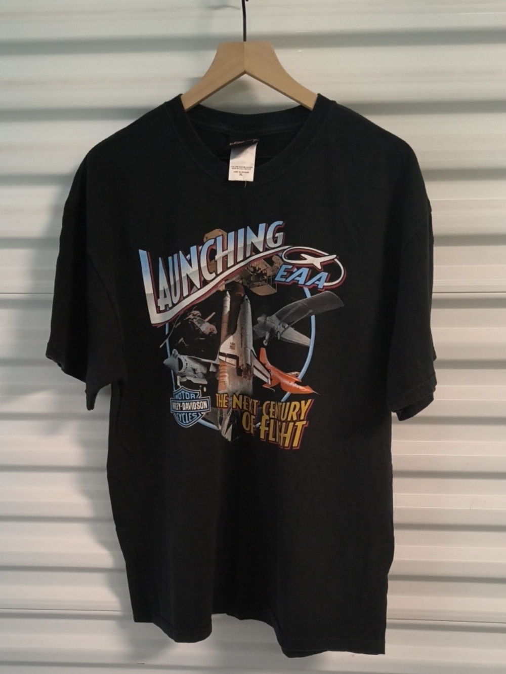 Vtg H-D Launching EAA The Next Century Of Flight Crewneck Short Sleeve Tee XL